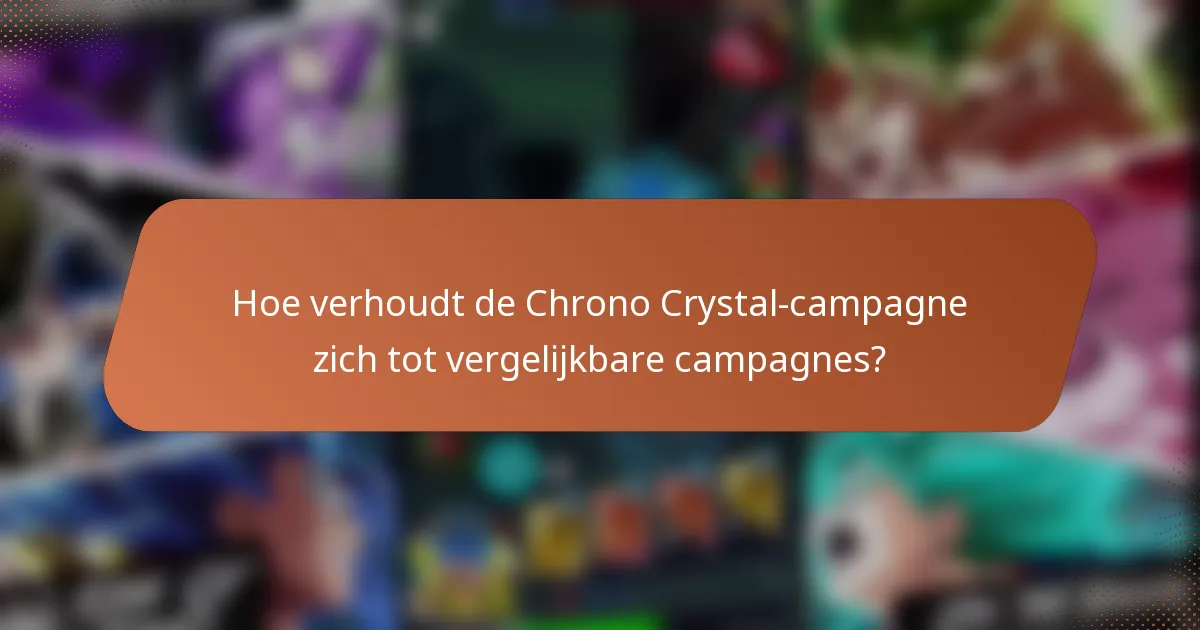 Hoe verhoudt de Chrono Crystal-campagne zich tot vergelijkbare campagnes?